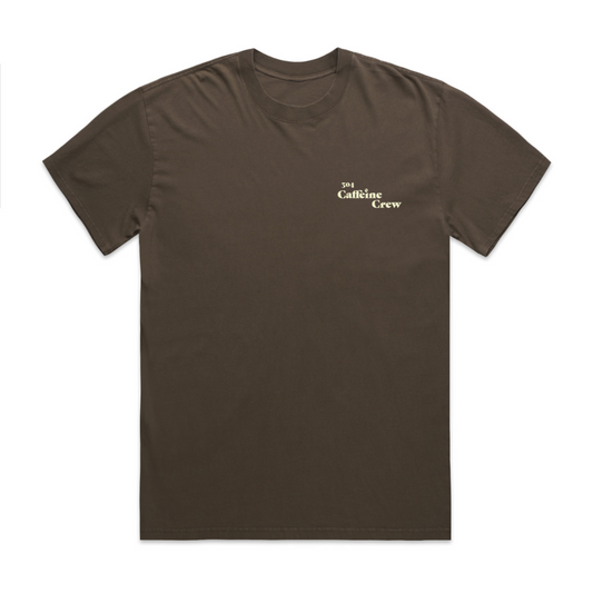 Caffeine Crew Heavy Faded T-Shirt Brown