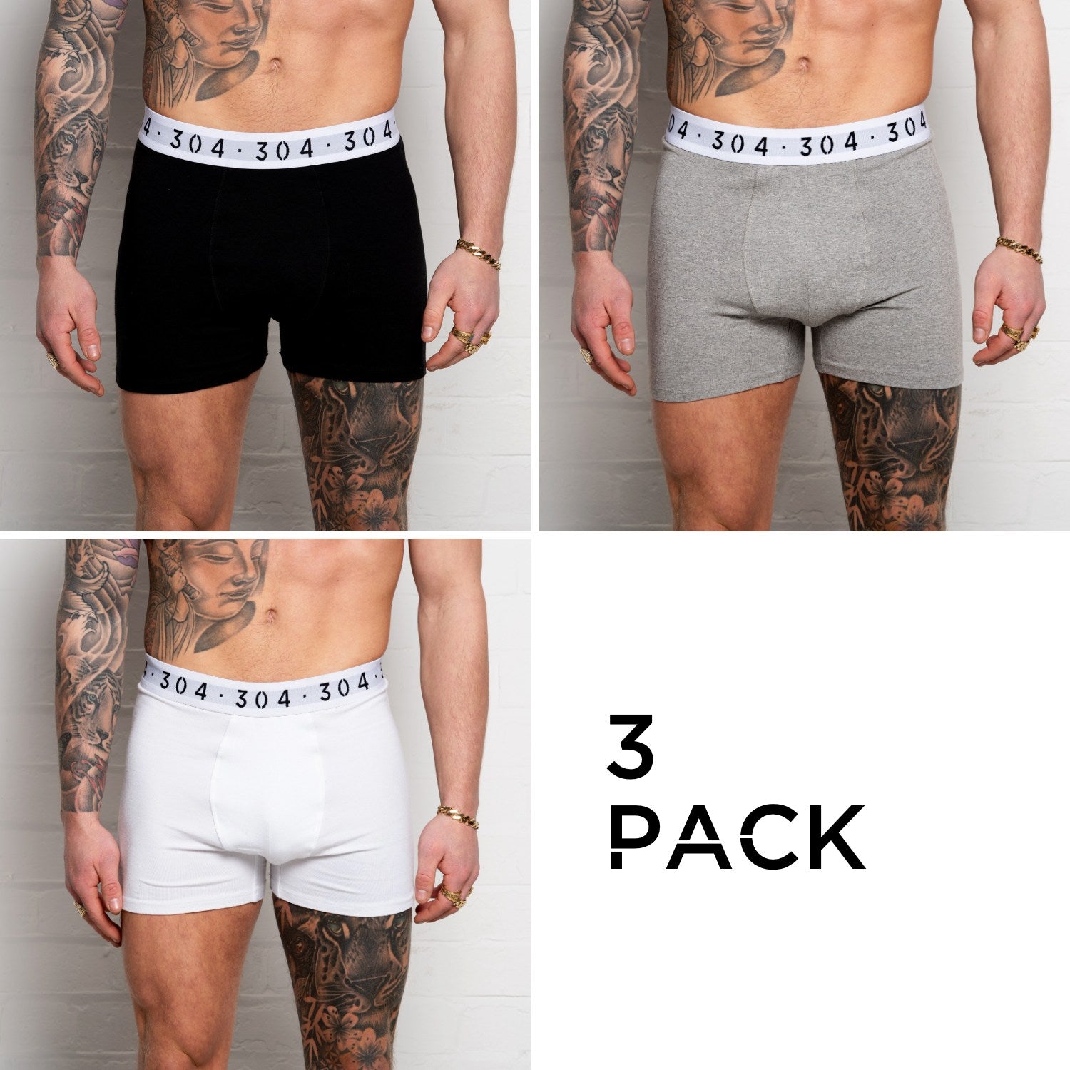 304 Mens Boxer Shorts (3 Pack)