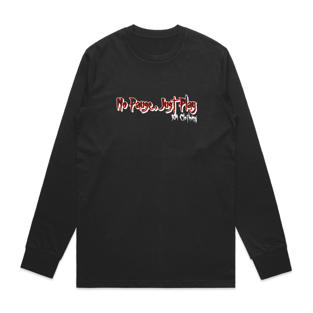 No Pause, Just Play Graffiti Long Sleeve T-Shirt Black