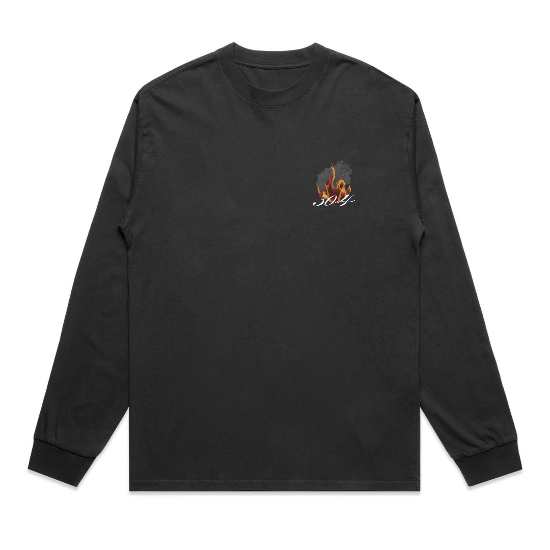 Embers Rise Heavy Faded Long Sleeve T-Shirt Black