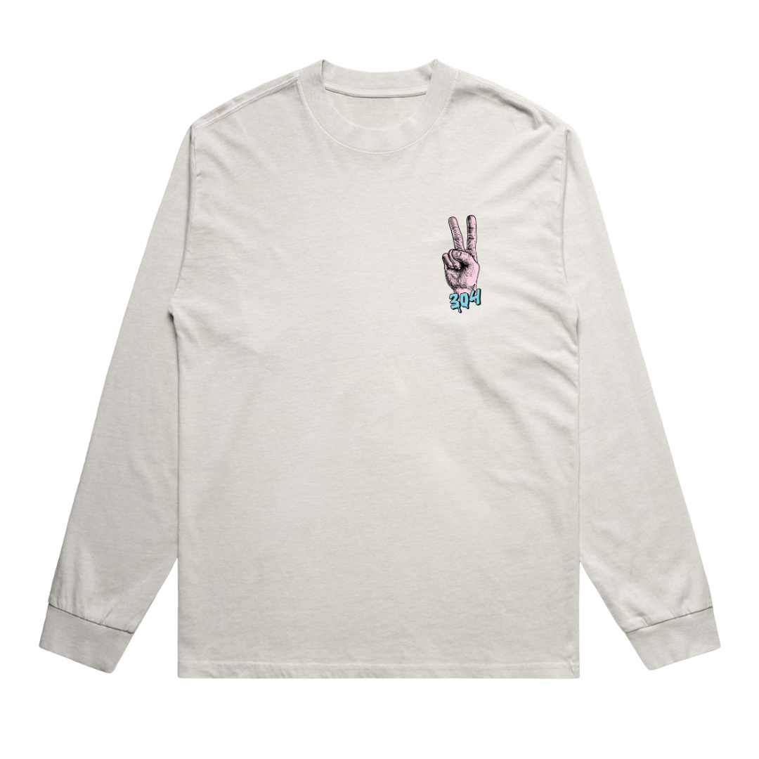Give Peace a Pop Heavy Faded Long Sleeve T-Shirt Bone