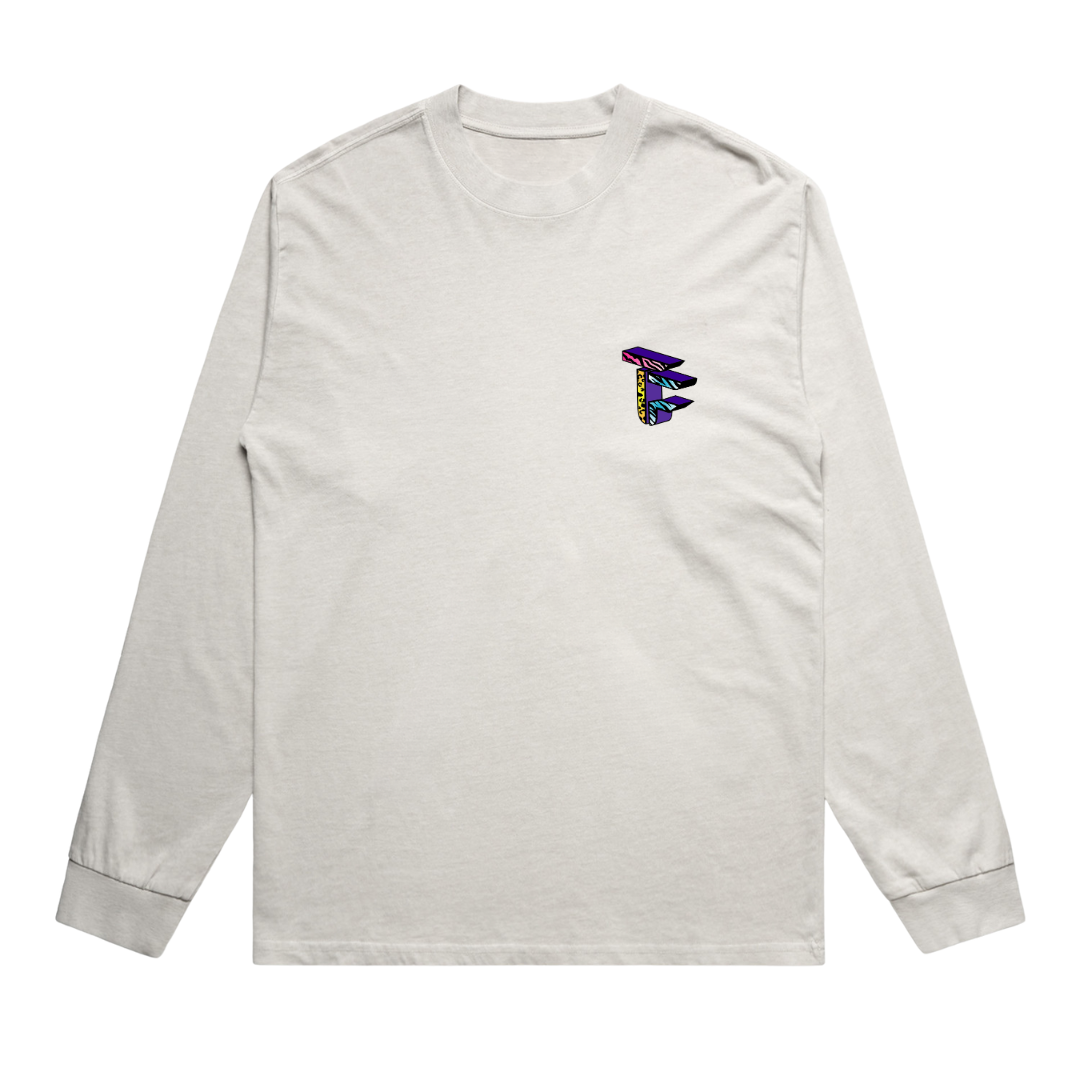 TOF Animal Style Heavy Faded Long Sleeve T-Shirt Bone