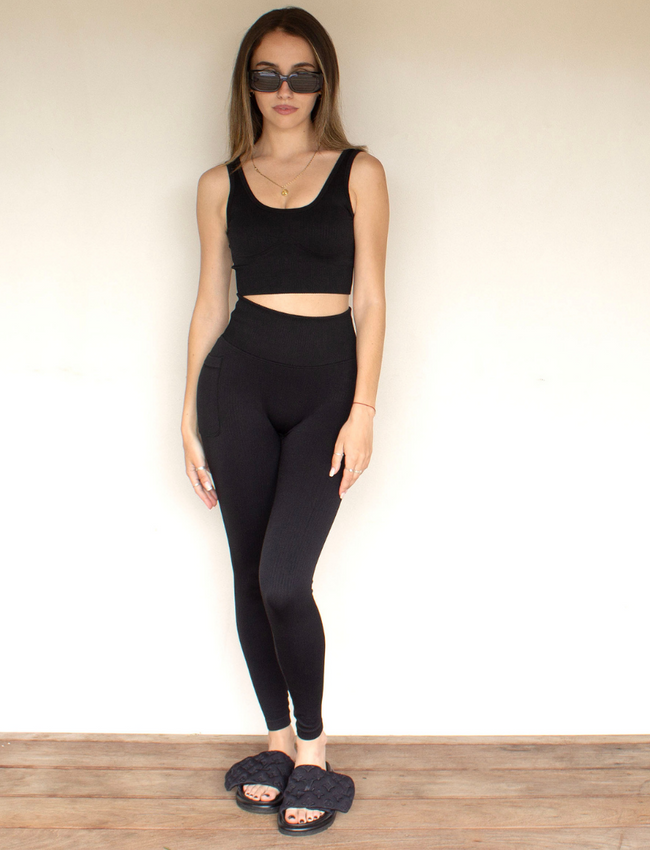 304 Clothing  TOF Core Ribbed Seamless 3D Fit Legging Black