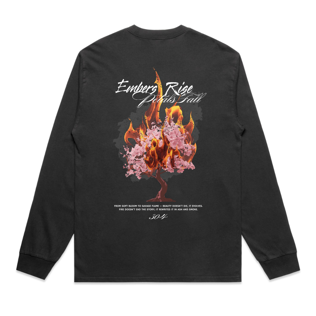 Embers Rise Heavy Faded Long Sleeve T-Shirt Black