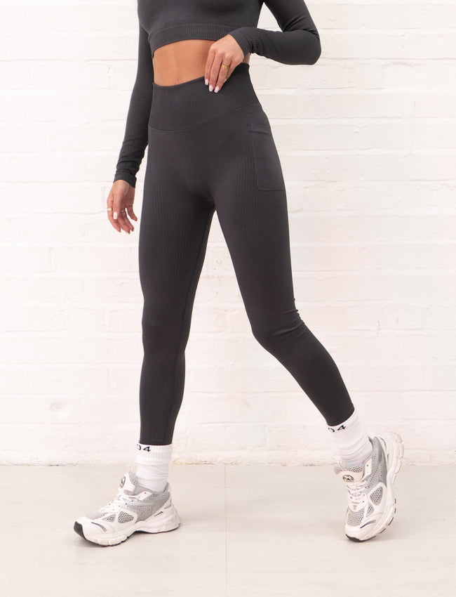 304 Clothing, Ribbed Seamless 3D Fit Legging Charcoal