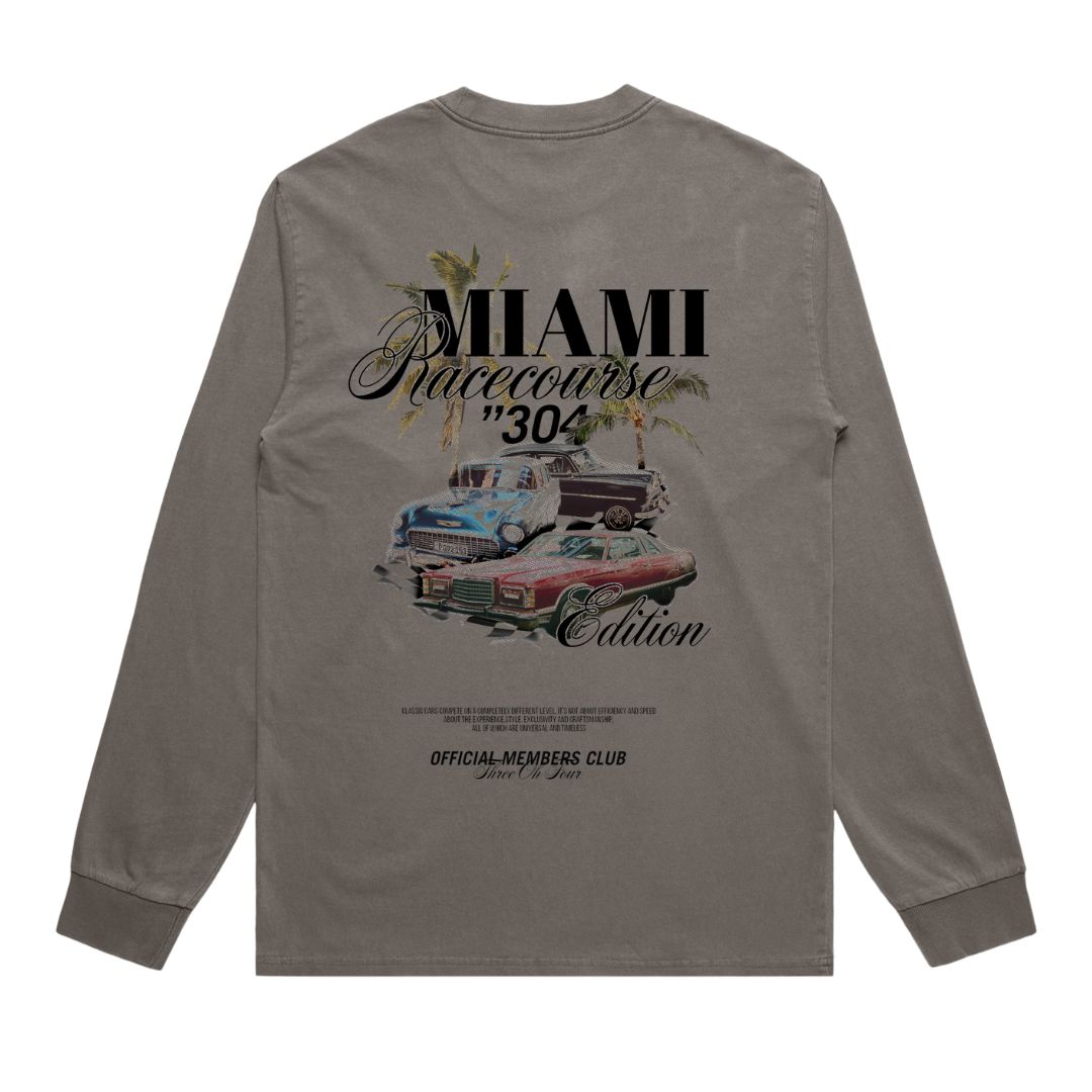 Miami Heavy Faded Long Sleeve T-Shirt Grey