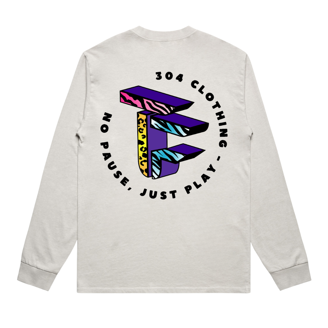 TOF Animal Style Heavy Faded Long Sleeve T-Shirt Bone