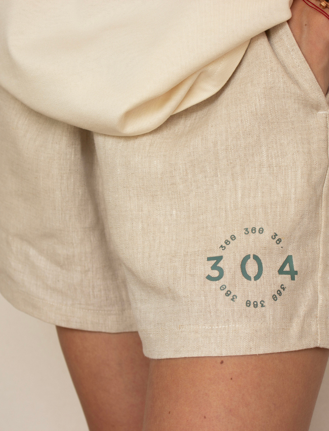 304 Womens 360 Off White Linen Shorts