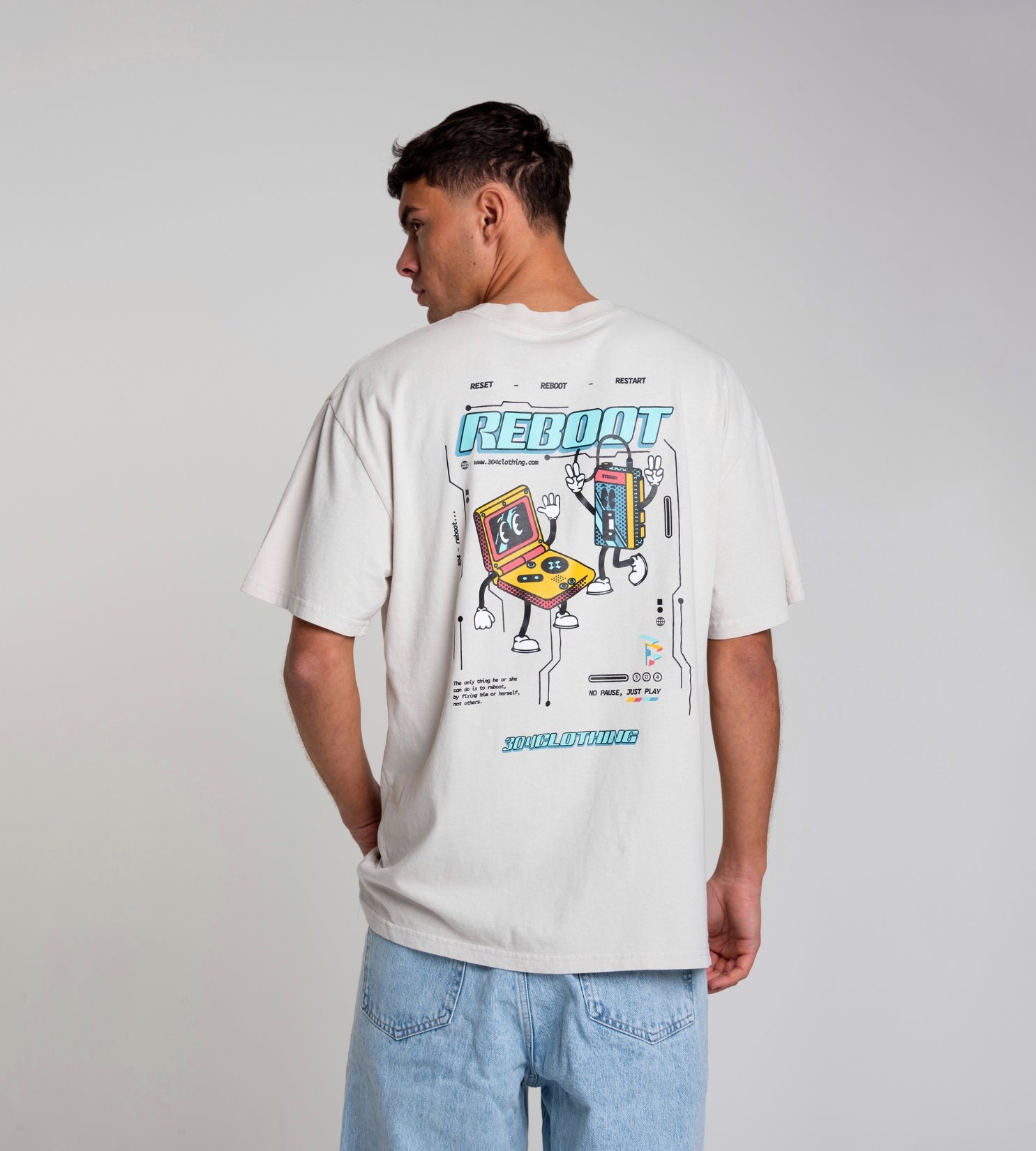 304 Mens Reboot Faded Bone T-Shirt