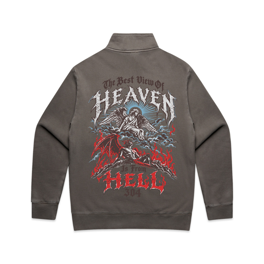304 Heaven & Hell Half Zip Faded Grey
