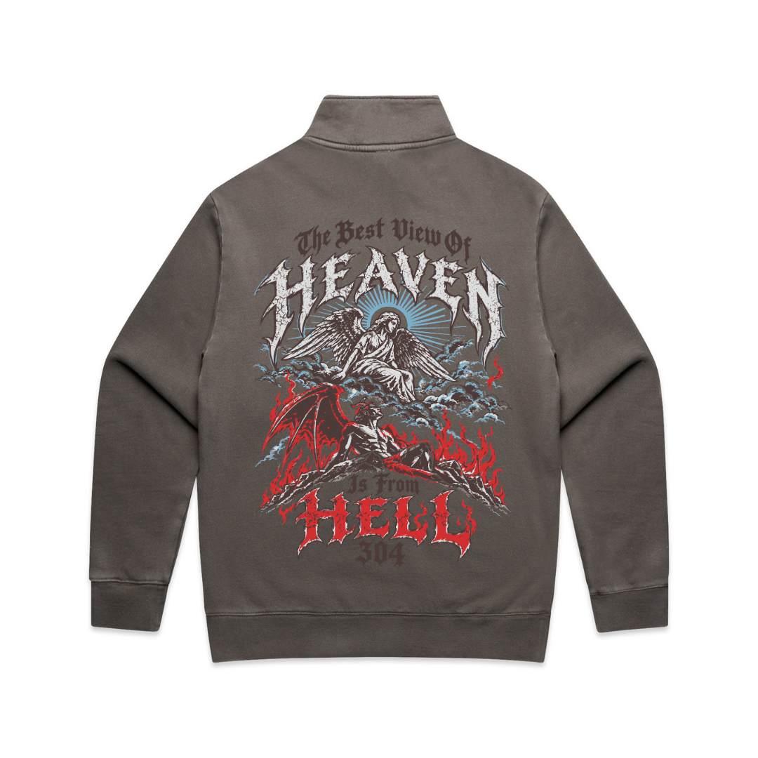 304 Heaven & Hell Half Zip Faded Grey