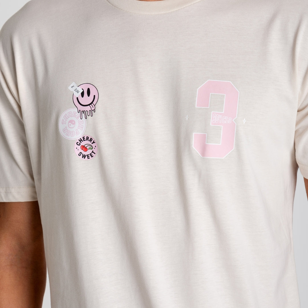 304 Mens Collage Stickers Vanilla T-Shirt