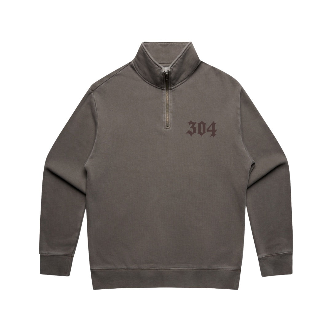 304 Heaven & Hell Half Zip Faded Grey