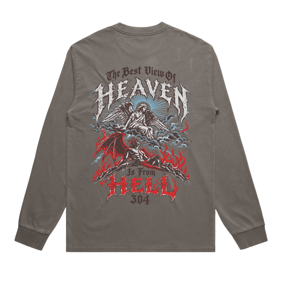 304 Heaven & Hell Long Sleeve T-Shirt Faded Grey