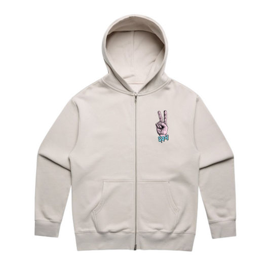 Give Peace a Pop Heavy Zip Hood Bone
