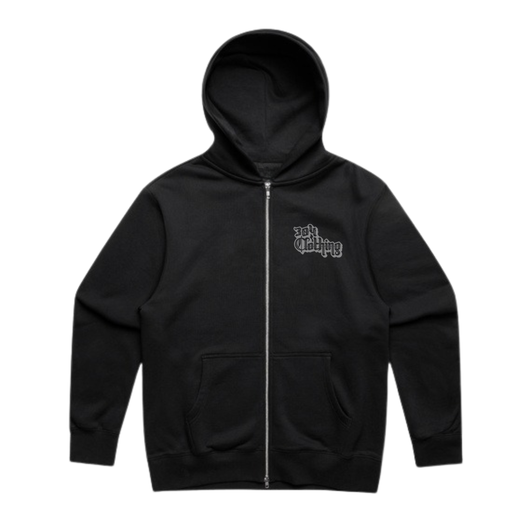 304 Vintage Heavy Zip Hood Black