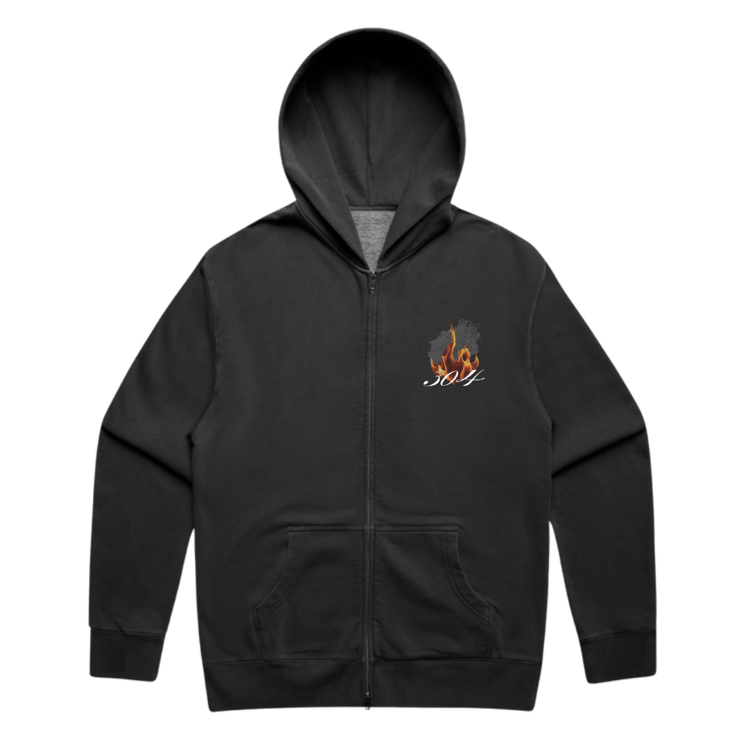 Embers Rise Heavy Zip Hood Faded Black