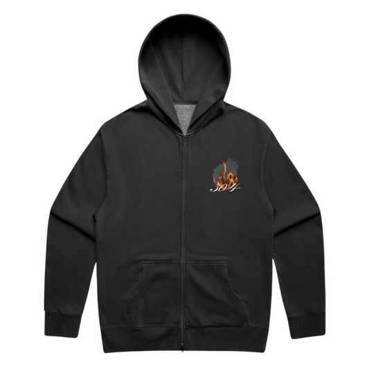 Embers Rise Heavy Zip Hood Faded Black