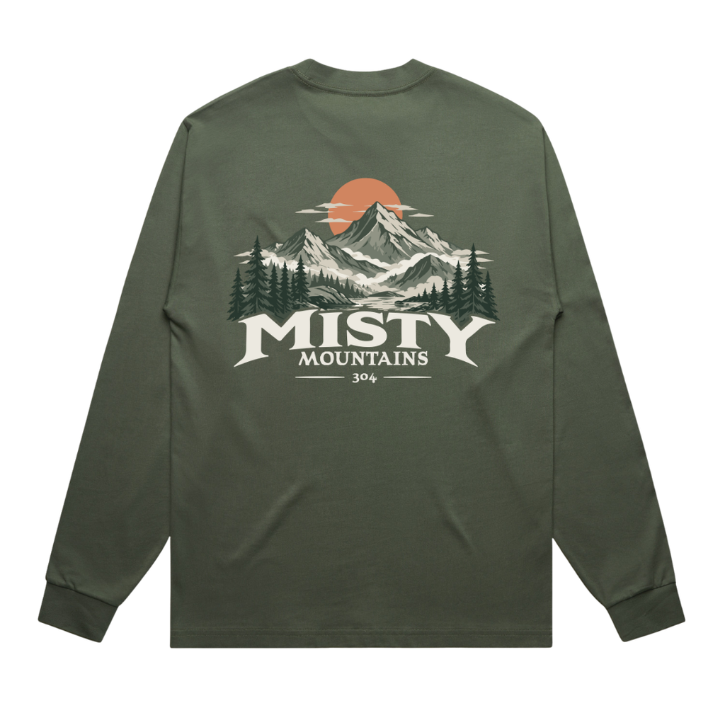 304 Misty Mountains Heavy Long T-Shirt Sleeve Cypress