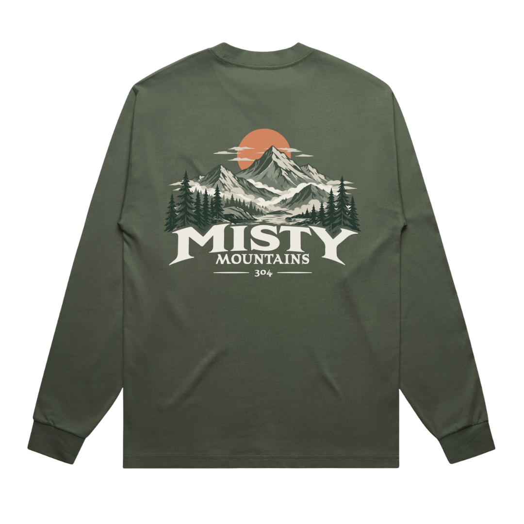 304 Misty Mountains Heavy Long T-Shirt Sleeve Cypress