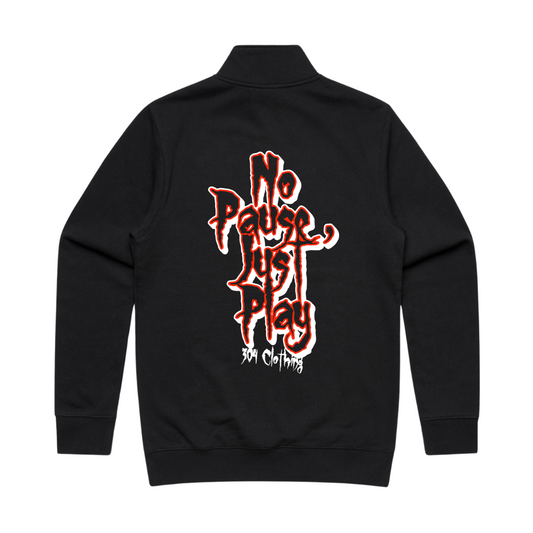 No Pause, Just Play Graffiti Half Zip Black