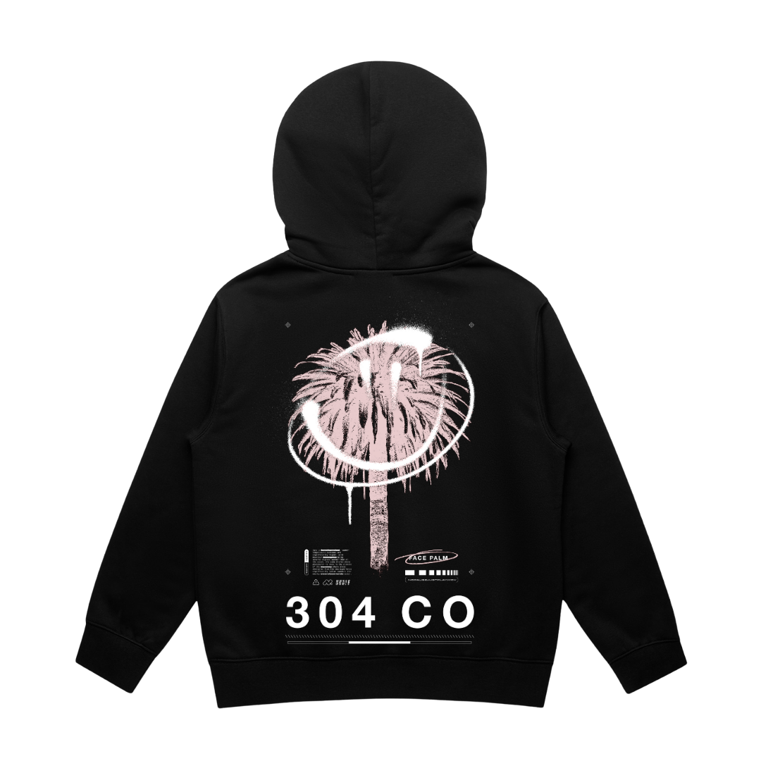 Kids Pink Facepalm Hood Black