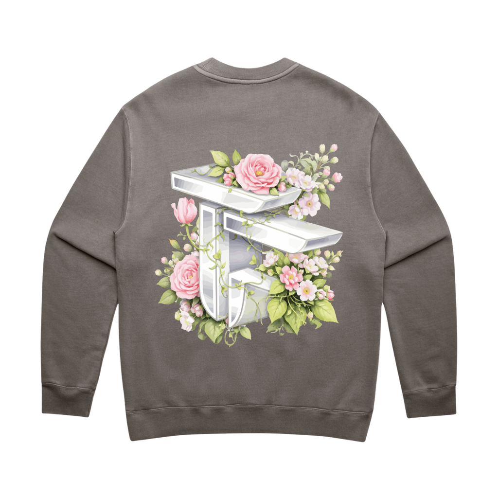 TOF Floral Sweater Faded Grey