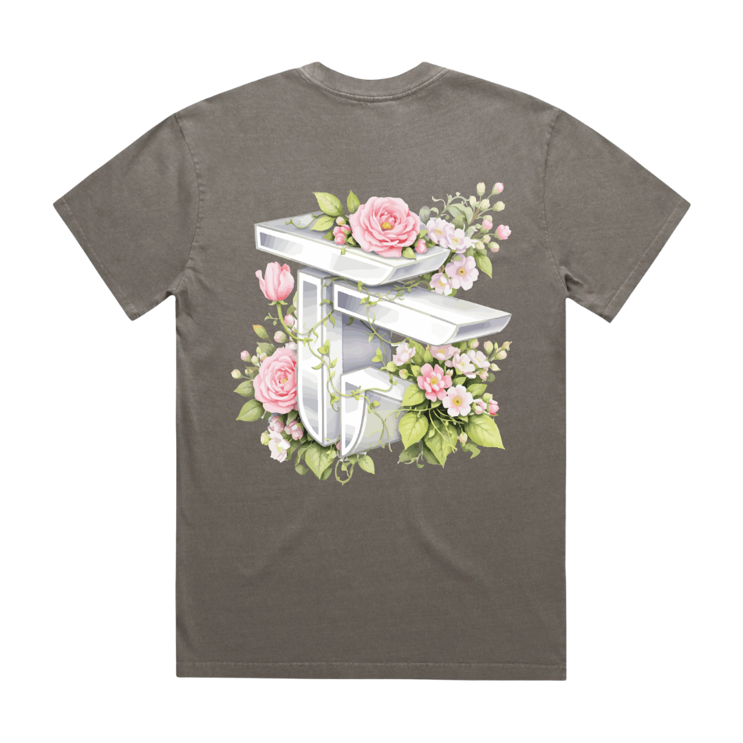 TOF Floral T-Shirt Faded Grey