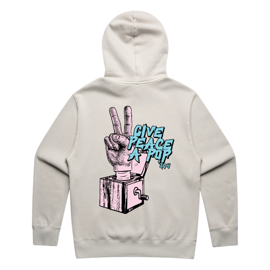 Give Peace a Pop Heavy Zip Hood Bone