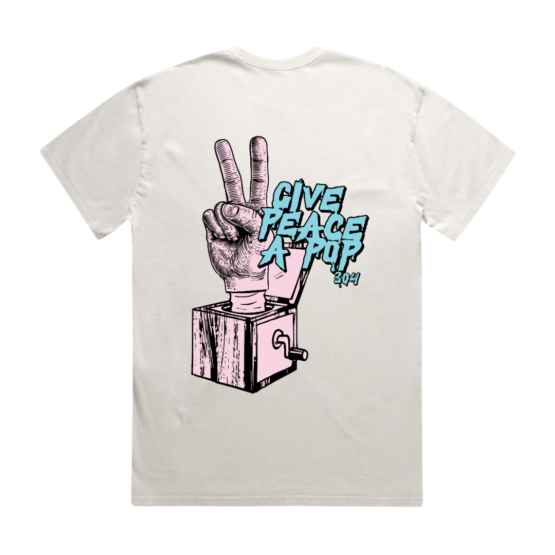 Give Peace a Pop Heavy Faded T-Shirt Bone