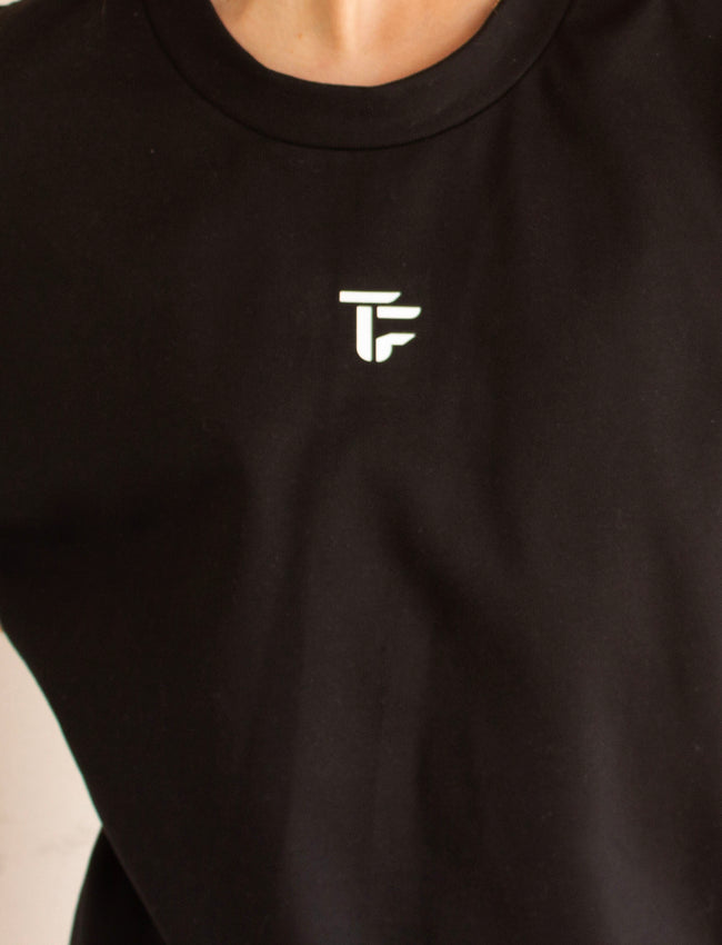 304 Womens TOF Core Logo Black Oversized T-Shirt