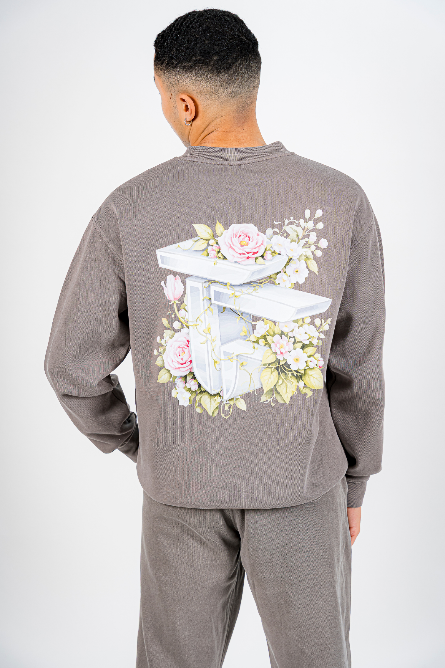 TOF Floral Sweater Faded Grey