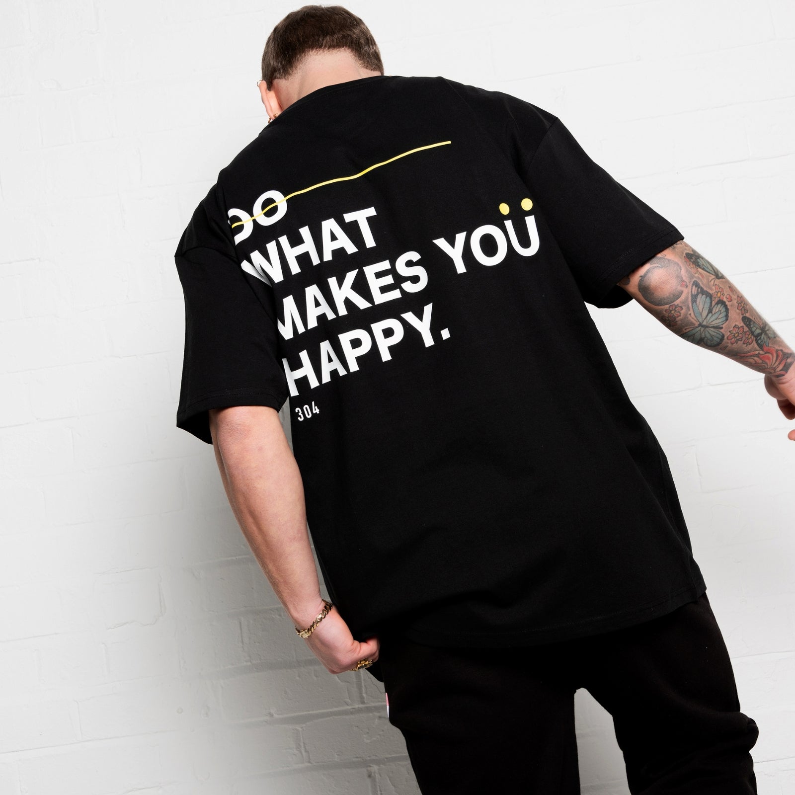 304 Mens Do What Makes You Happy T-Shirt Black (Oversized)