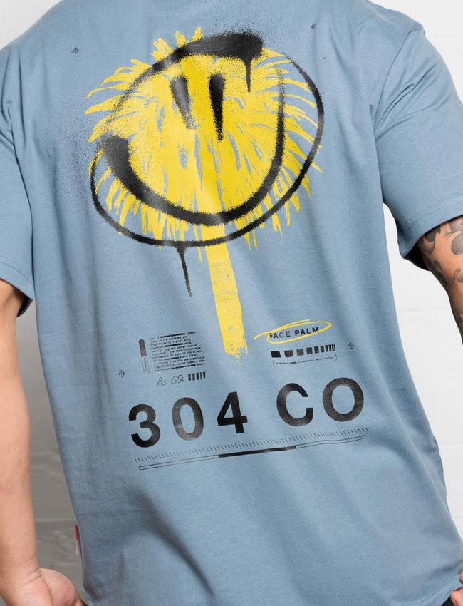 304 Mens Face Palm T-shirt Pastel Blue