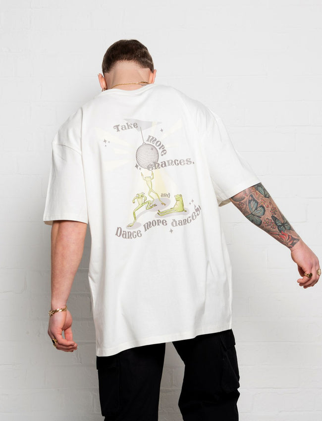 304 Mens Frog Dance T-shirt Ivory (Oversized)