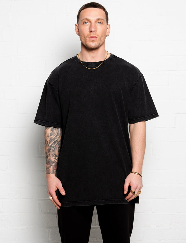 304 Mens Official T-shirt Acid Wash Black  (Oversized)