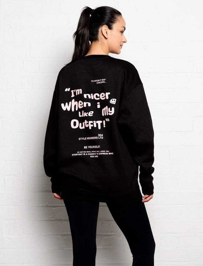 304 Womens I Like My Fit Sweatshirt Black (Oversized)