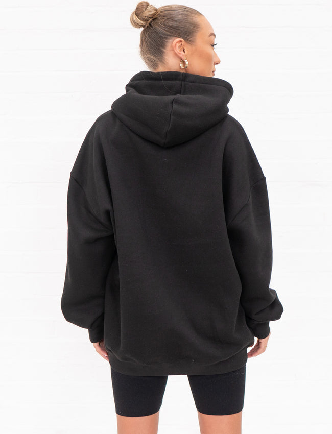 304 Womens Core One Hundred Stamp Hoodie Black (Oversized)