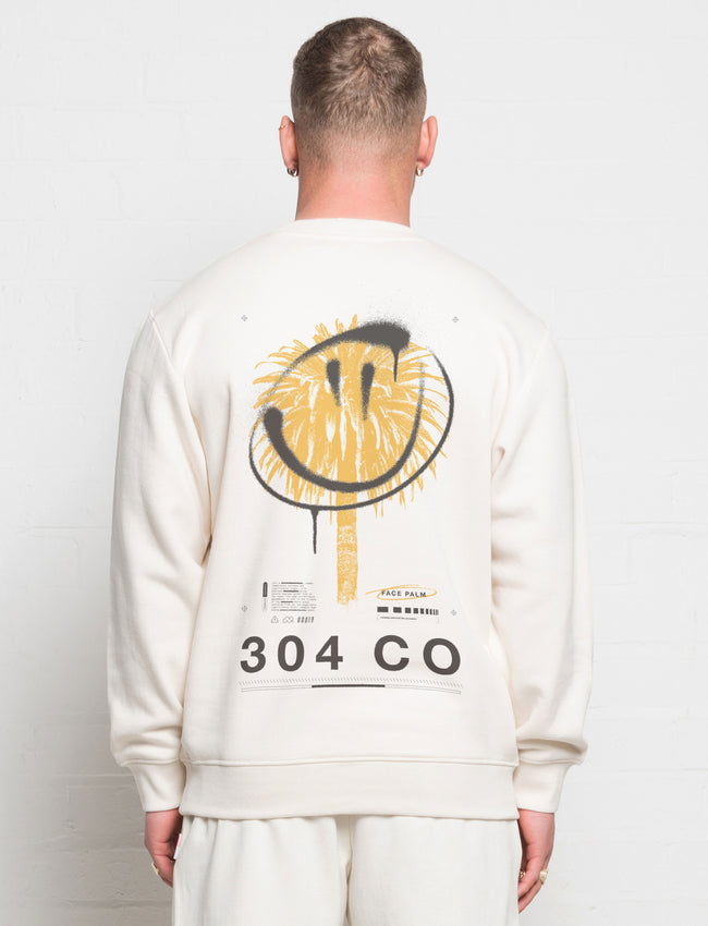 304 Mens Face Palm Sweatshirt Vanilla