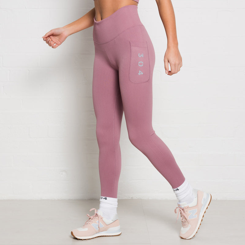 304 Clothing | Ribbed Seamless 3D Fit Legging Mauve | Womens