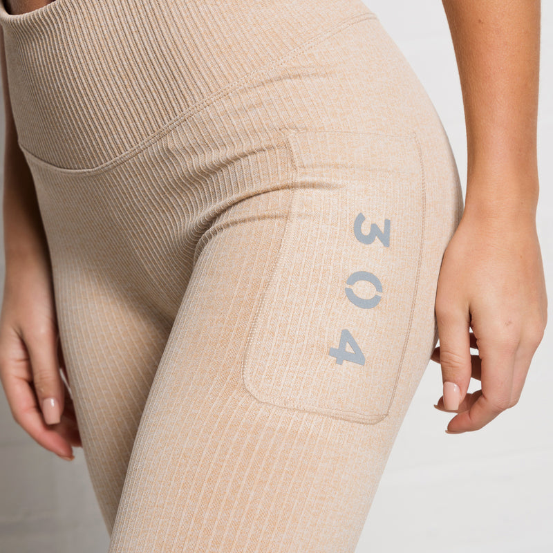 304 Clothing | Ribbed Seamless 3D Fit Legging Nude | Womens