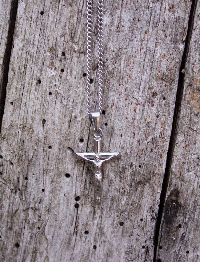 Silver Cross Pendant with Silver Chain Necklace