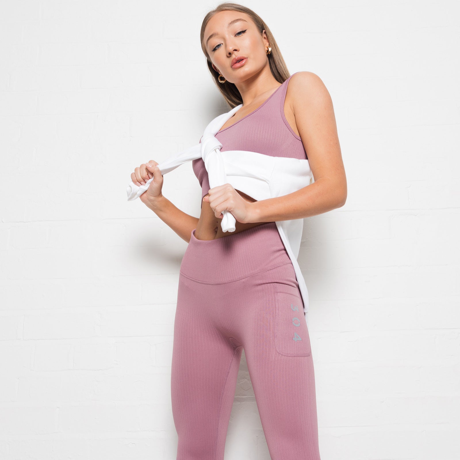 304 Clothing | Ribbed Seamless 3D Fit Legging Mauve | Womens